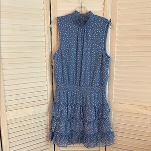 MSK Blue Dress with White Dots